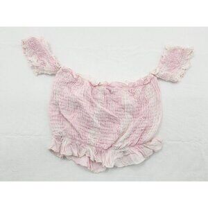 NWT Kiwi & Punch Ice Pink Smocked Crop Tank Top Size Small